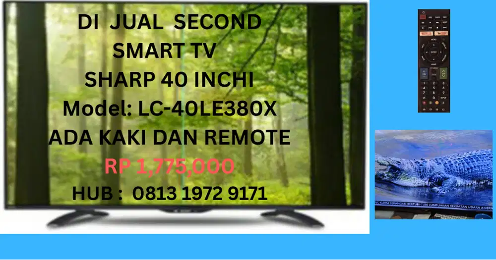 Smart TV Sharp 40 Inch LC-40LE380X Second Mulus Lengkap