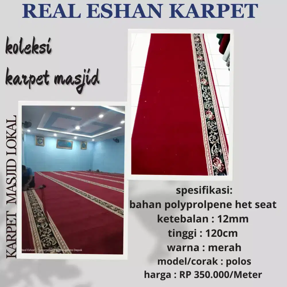 karpet masjidloka 120cm terjangkau model polos bunga