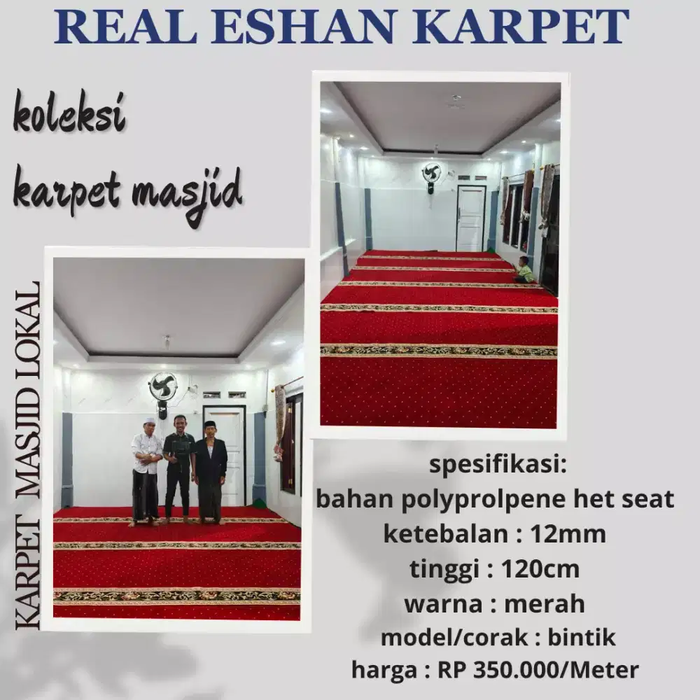 karpet masjid lebar 120cm model bunga bintik