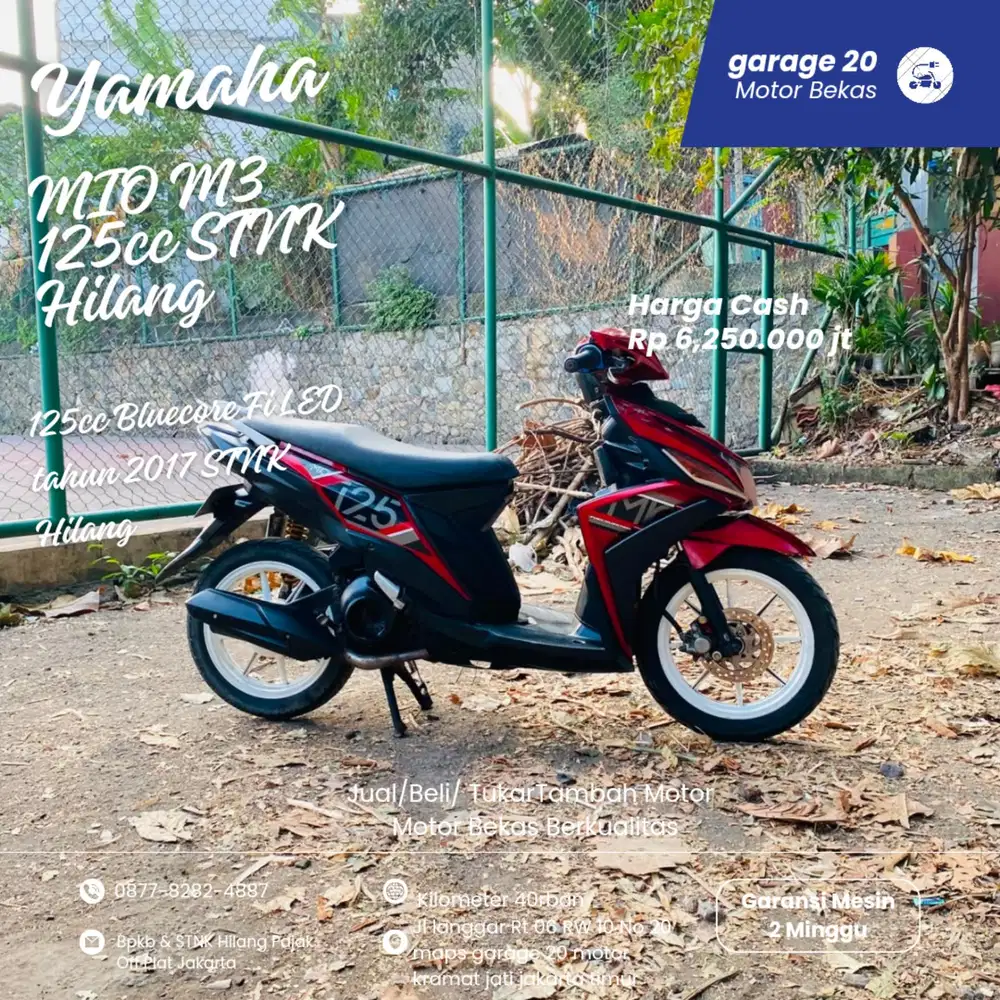 Yamaha Mio M3 125cc Bluecore Fi STNK Hilang tahun 2017 Pajak Off