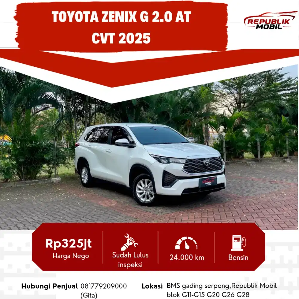 Innova Zenix 2.0 G CVT 2025 PAJAK SUPER PANJANG MASIH WARRANTY