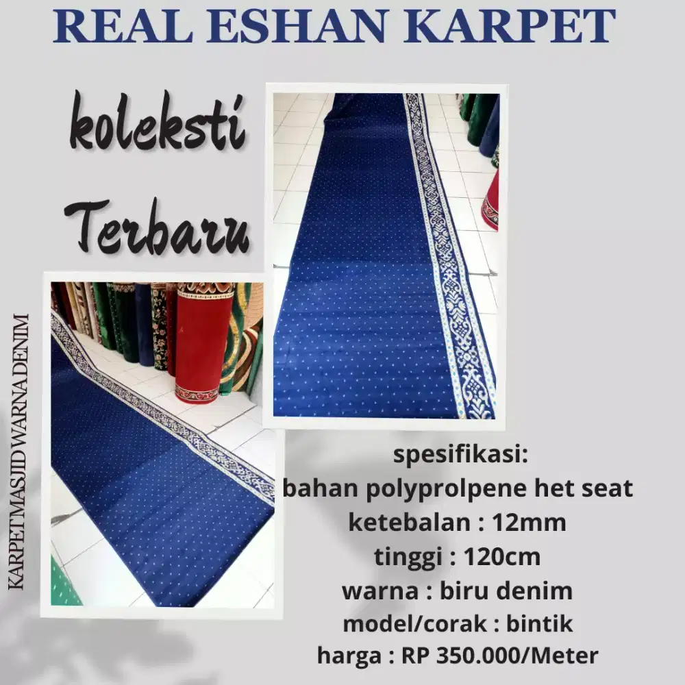 menjual karpet masjid biru navy lebar 120cm