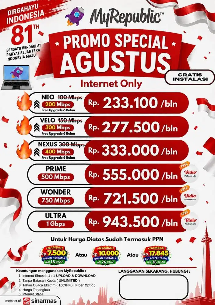 Paket Internet Provider MyRepublic Promo Agustus