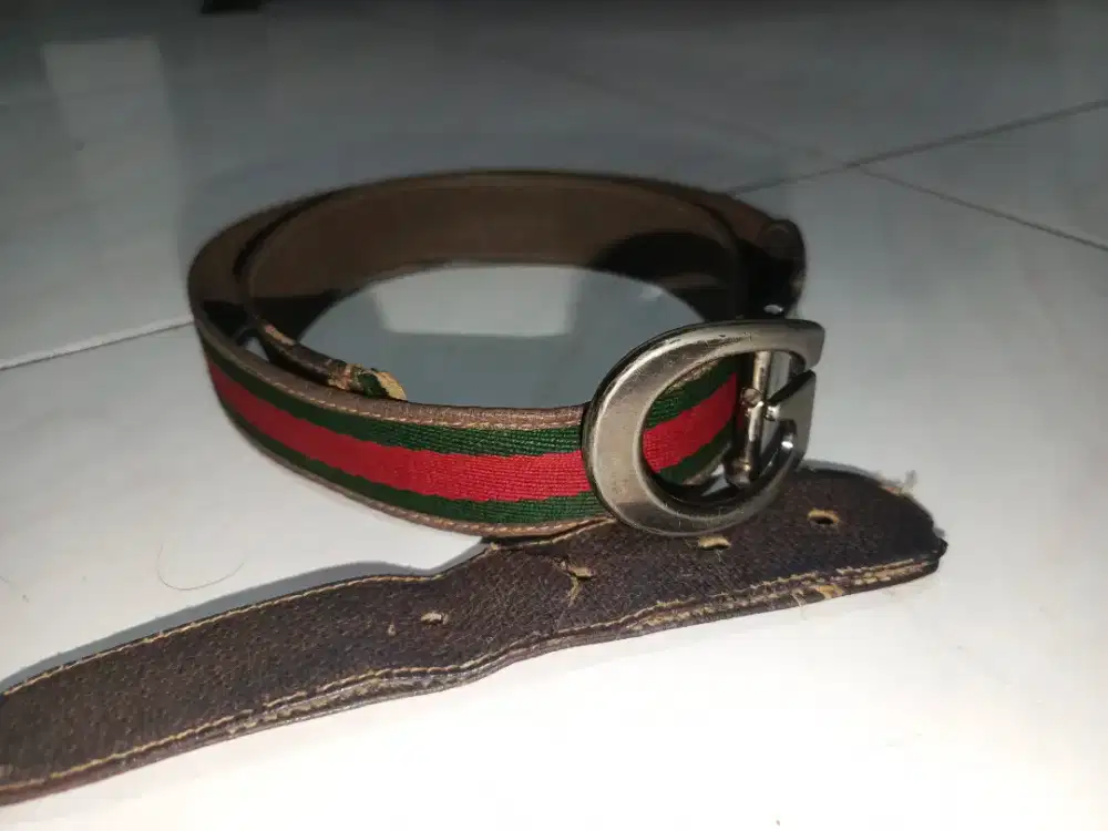 Gucci Vintage Sherry Line D-Ring Webbing Belt Original