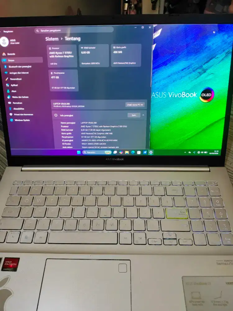 Asus VivoBook M513UA-OLED752 AMD Ryzen 7 5700U 8GB 512GB 15,6FHD