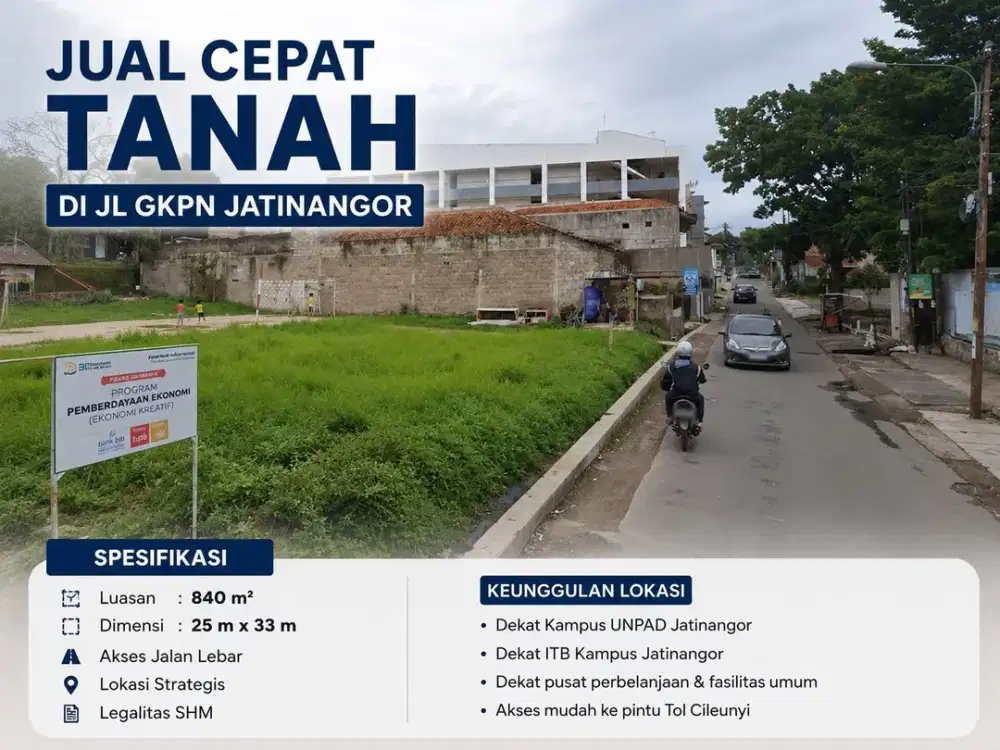 JUAL CEPAT TANAH STRATEGIS DI JL. GKPN JATINANGOR