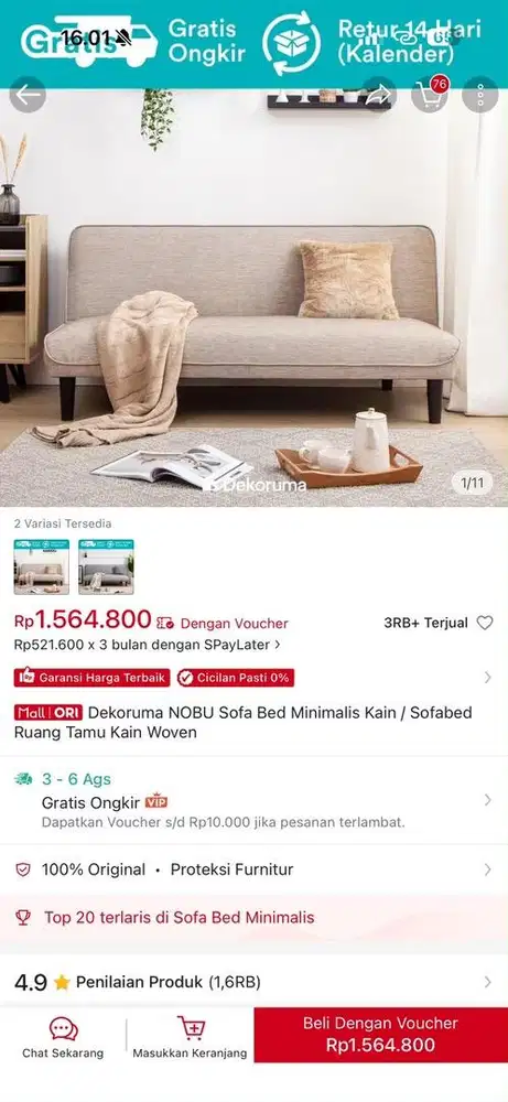 Sofa bed nobu likenew