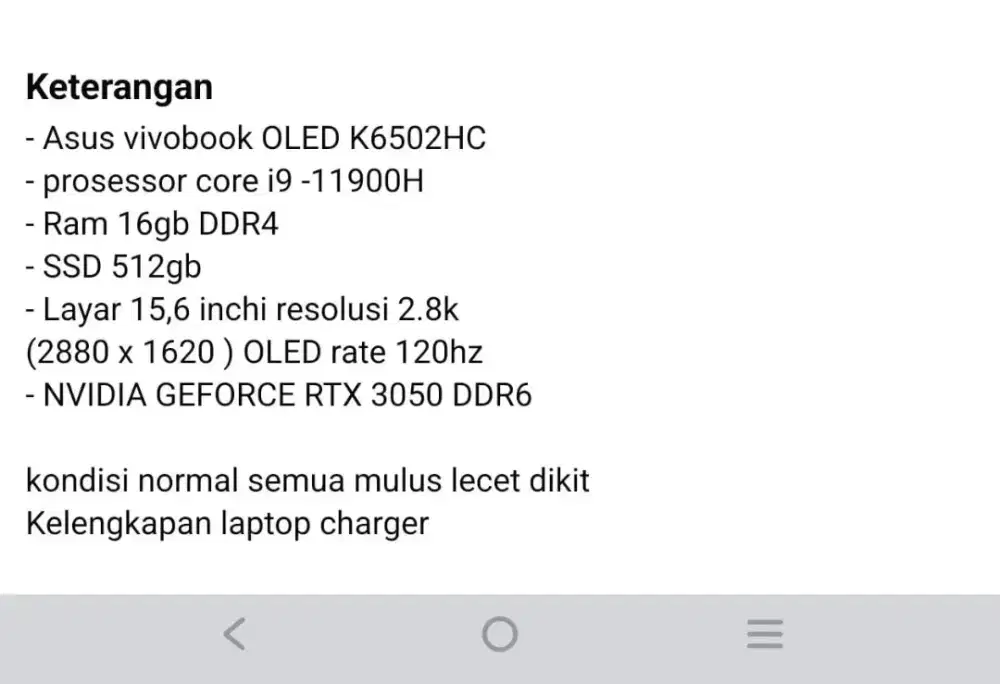 Laptop corei9 gen 11