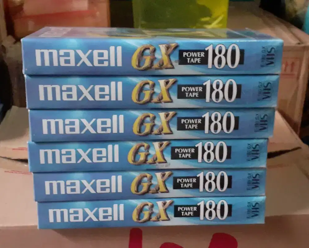 Cassette Video Vhs Masih Segel Maxell GX. 180 (6 psc)