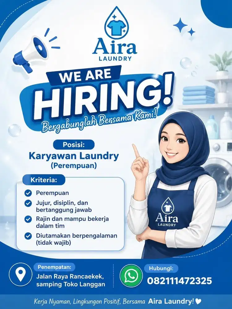 Di butuhkan karyawan laundry