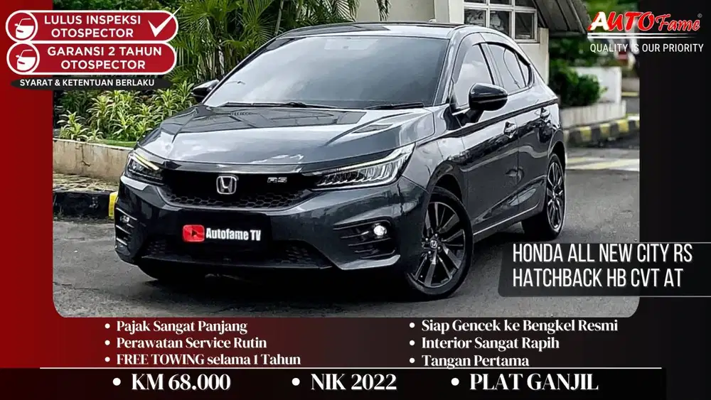 Honda All New City RS Hatchback HB CVT AT Pemk 2023 Grey On Black Tgn