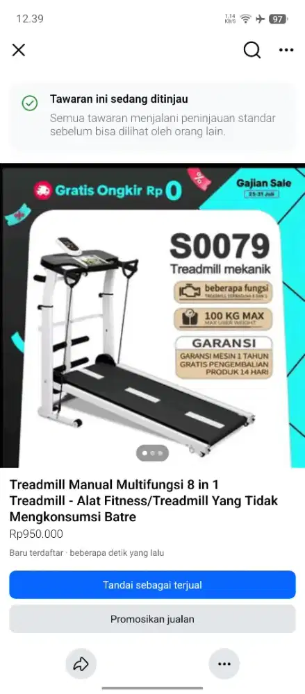 Treadmill Manual Multifungsi 8 in 1 Alat Fitness (Non Baterai)