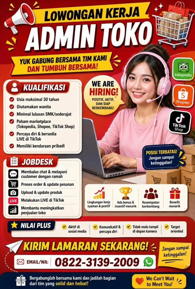 LOWONGAN KERJA – ADMIN TOKO