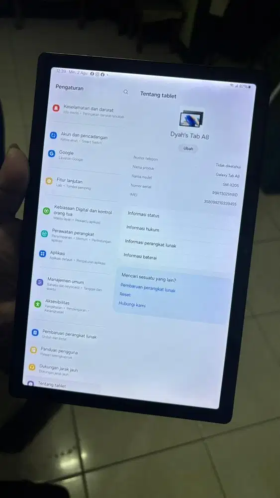 DIJUAL GALAXY TAB A8 SAMSUNG SIM CARD