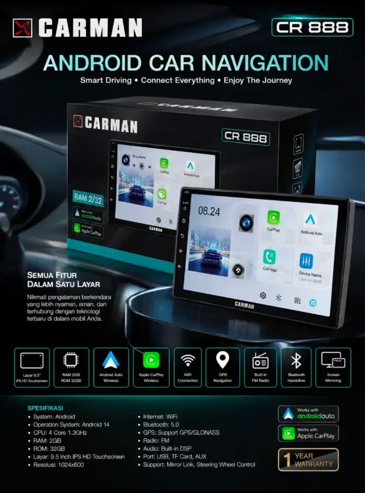 New android carman 9inch ram 2/32gb carplay