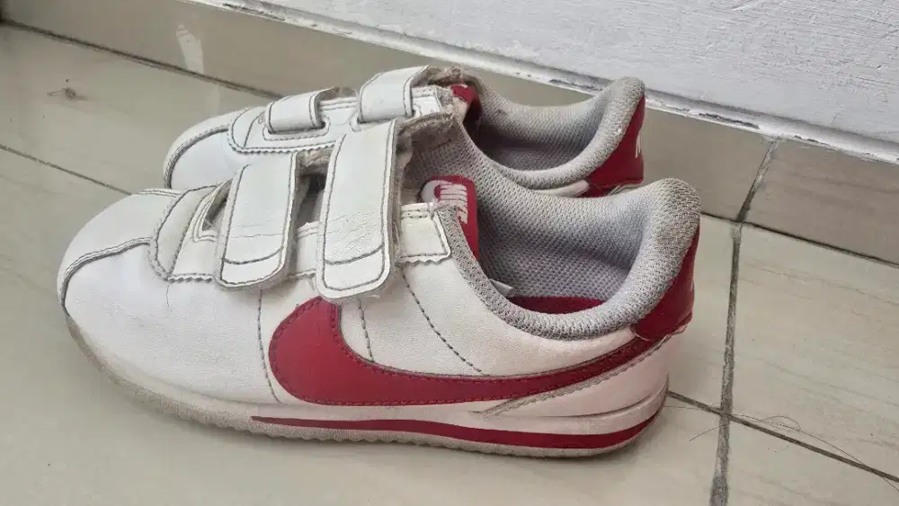 Sepatu Anak Nike Cortez Original Size 29.5 White/Red Preloved + Box