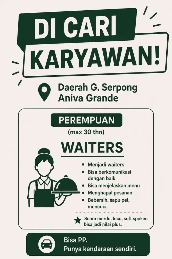 Kirim CV dan foto diri ke W 4 !!