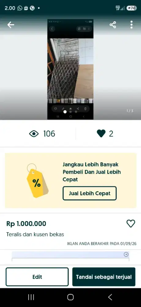Jual 13 biji teralis bekas & 6 kusen bekas