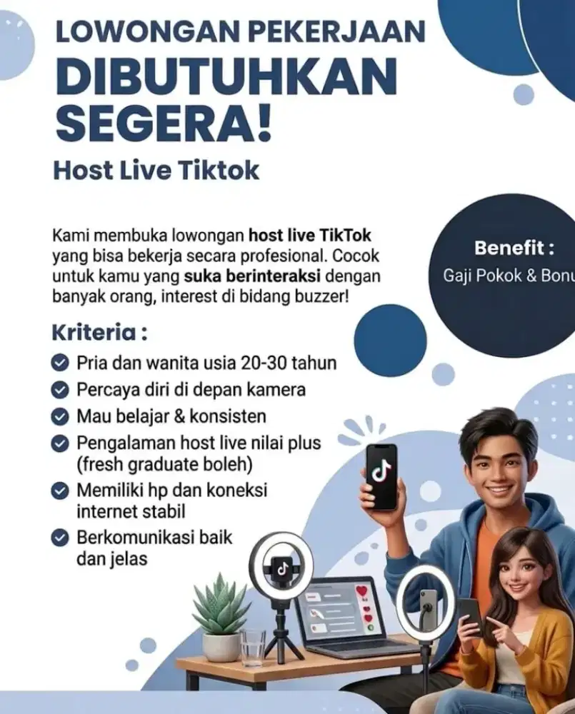 LOWONGAN PEKERJAAN HOST LIVE TIKTOK