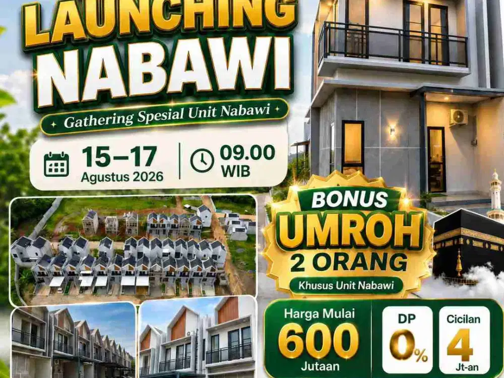 Rumah Islami Bonus Umroh 2 Orang Mulai 600 Jutaan DP 0%