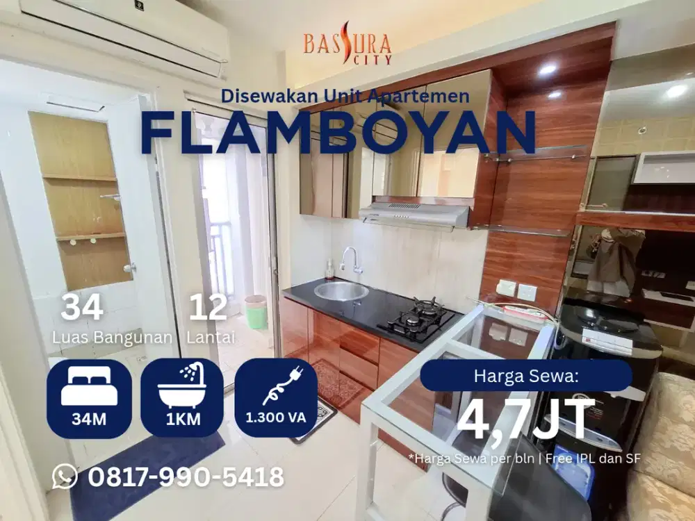 Sewa 2BR Furnished tower Flamboyan apartemen Bassura City