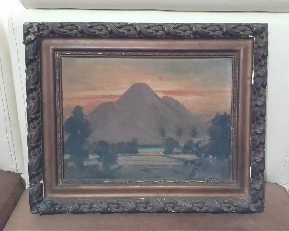 LUKISAN ANTIK HISTORIS: Pemandangan Gunung & Sawah Klasik Karya Loui
