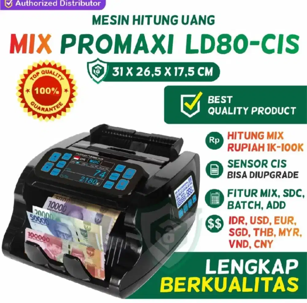 Mesin Hitung Uang Mix Deteksi Uang Palsu Promaxi LD80VC CIS