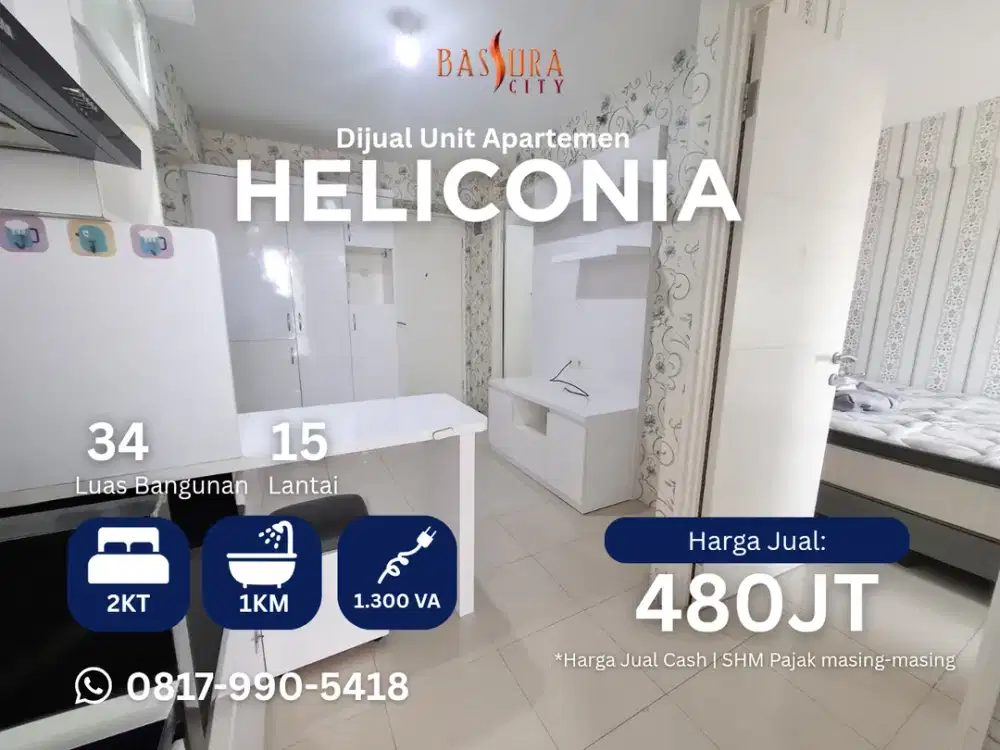 Jual 2BR SHM tower Heliconia apartemen Bassura semi furnished