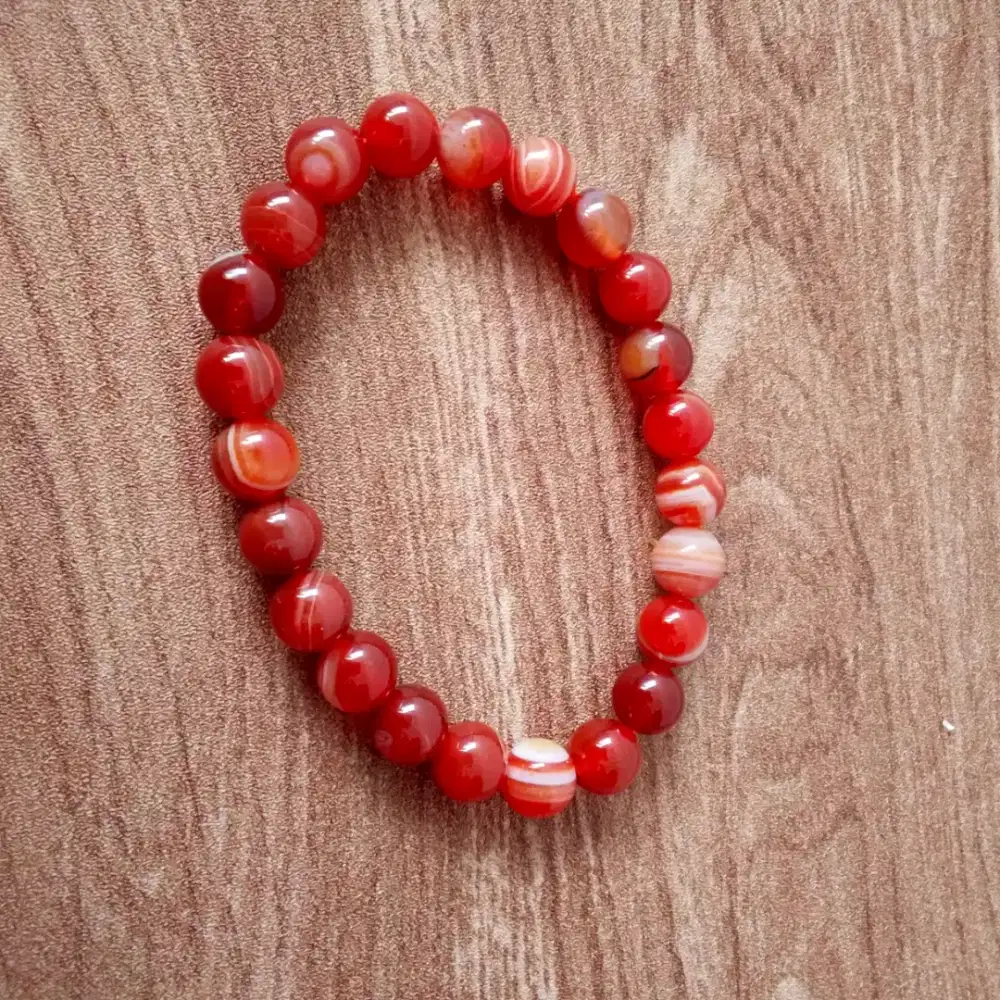 Gelang Batu Merah Natural Stone Style - Red Agate