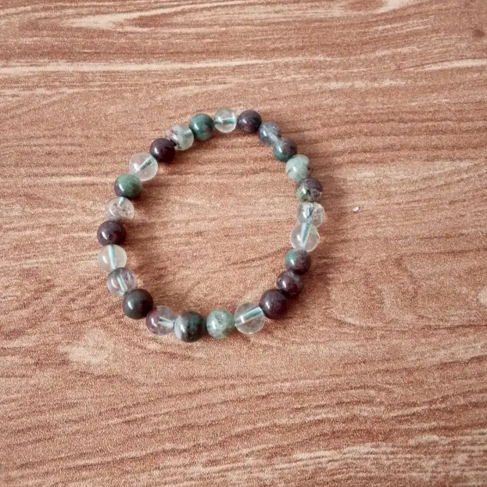 Gelang Batu Hijau Natural Stone Style - Moss Agate