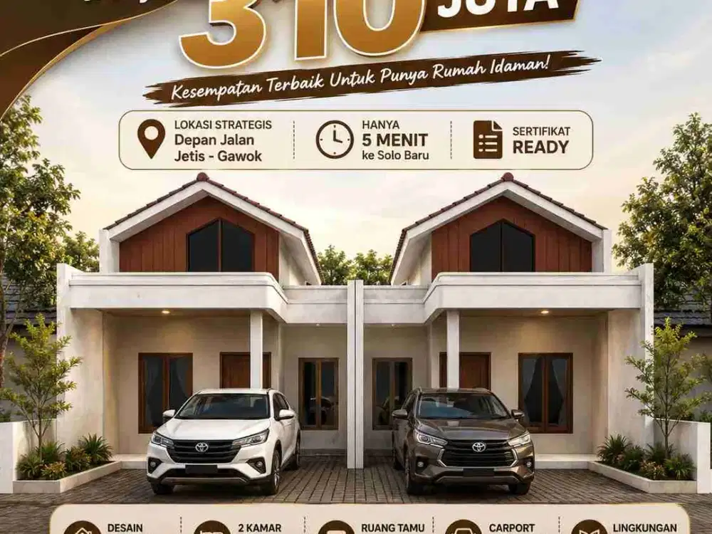 Promo harga spesial rumah depan jalan utama di Jetis Baki 5 menit ke solo baru sukoharjo