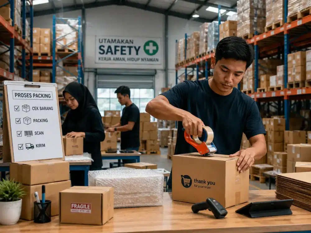 Sedia gudang dan tukang packing barang online
