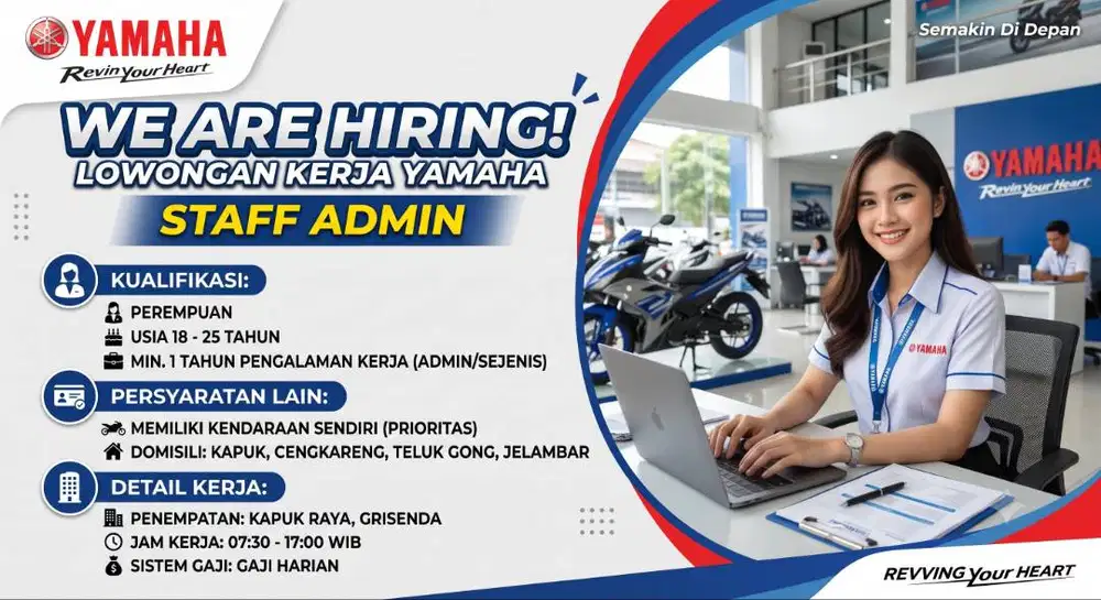 Loker STAFF ADMIN Yamaha Kapuk raya