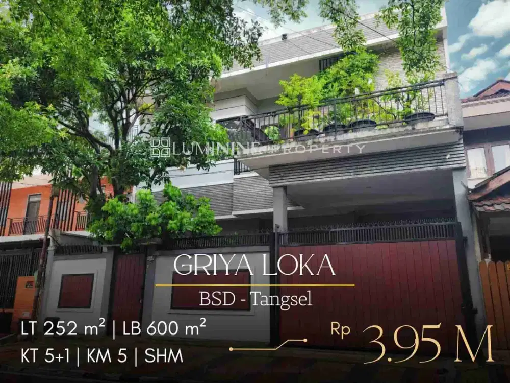 JUAL MURAH RUMAH CANTIK 3 LT DEPAN JALAN BESAR BISA UNTUK USAHA DI BSD