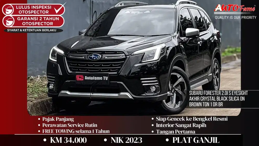 Subaru Forester 2.0i S EyeSight NIK 2023 Akhir Crystal Black Silica On