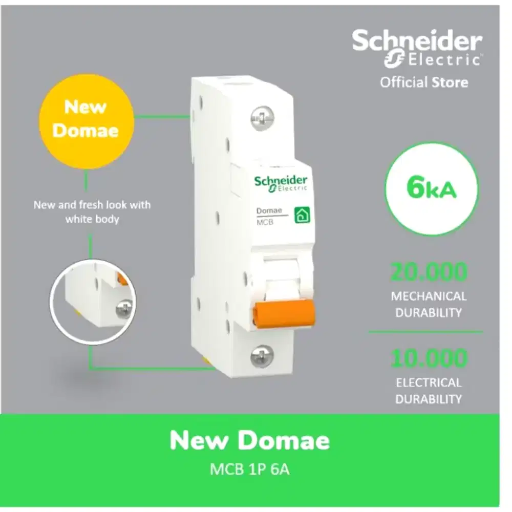 Schneider Electric NEW DOMAE MCB 6A 1P - DOMF01106
