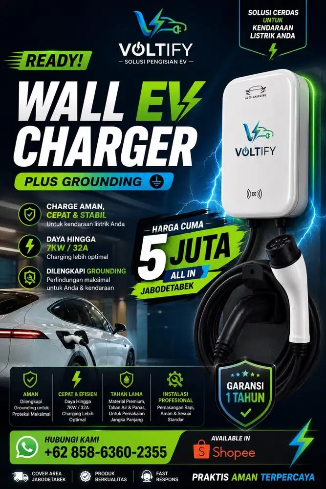 ALL IN WALL CHARGER MOBIL + GROUNDING JABODETABEK BISA VIA SHOPEE
