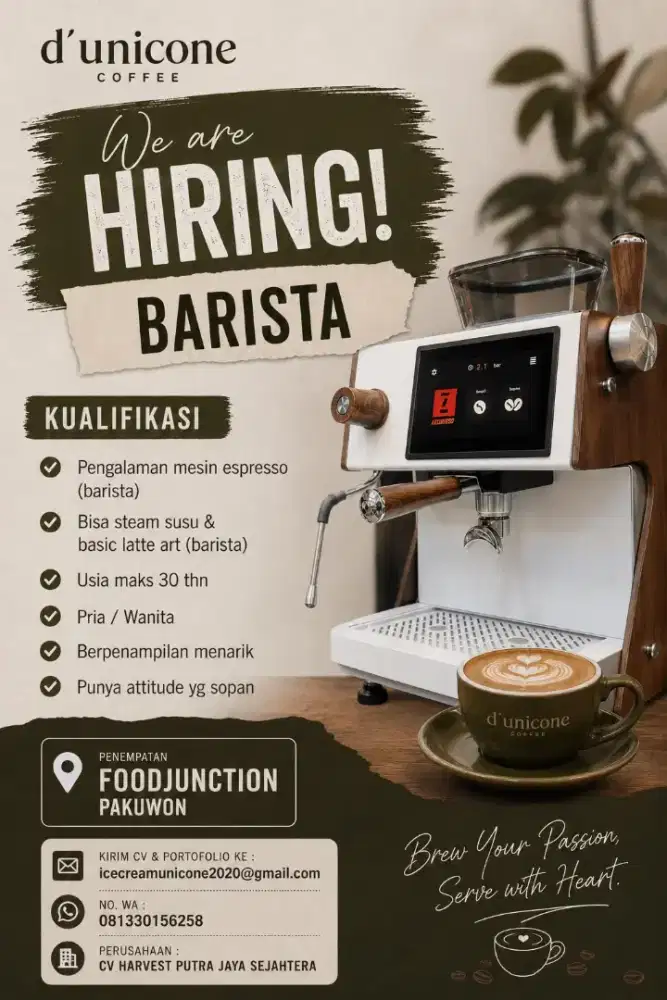 Need barista yg bisa latte art