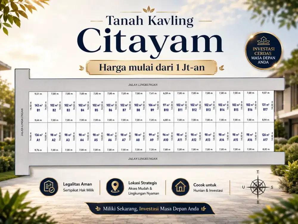 Tanah Kavling Murah Dekat Stasiun Citayam, Hanya 1 Jt-an SHM