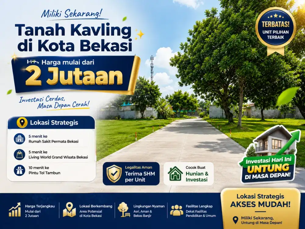 Kavling Tanah Murah 2 Jt-an, Dekat Living World Grand Wisata, SHM