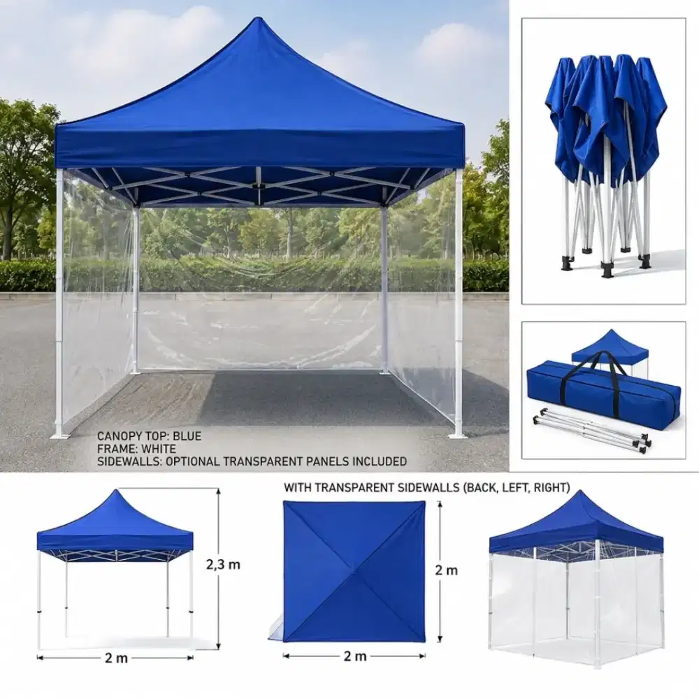 Tenda Usaha Ukuran 2 x 2 Meter Fullset mika
