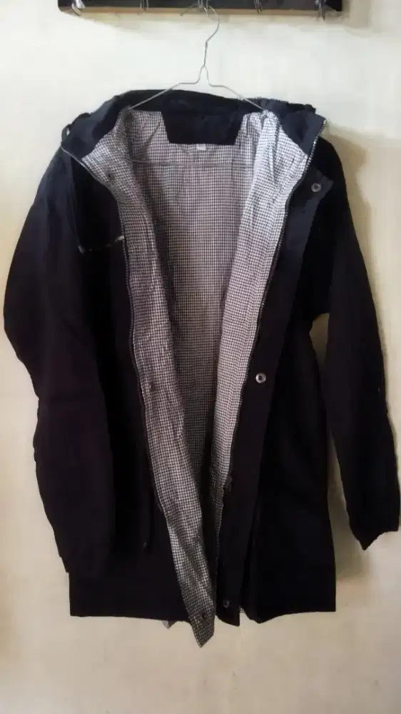 CUCI GUDANG - Jaket Parka Long Coat Hitam XXL Jumbo Tebal Mulus