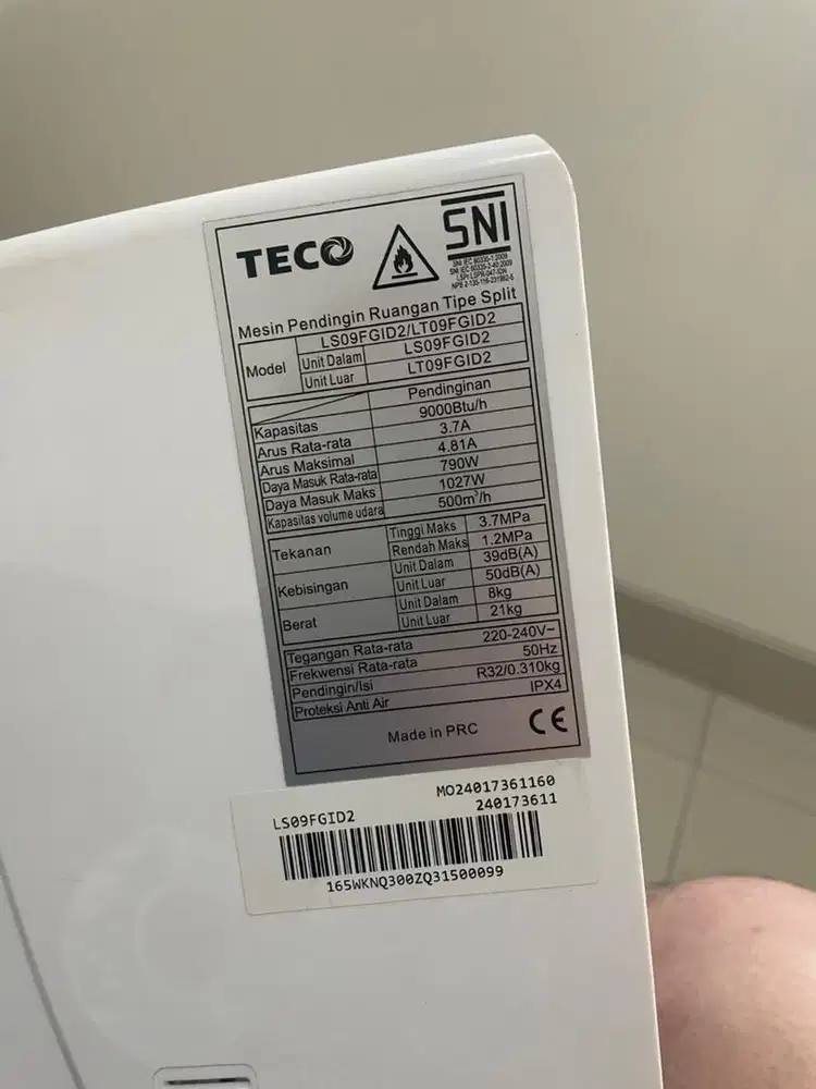 Jual indoor ac teco 1 pk