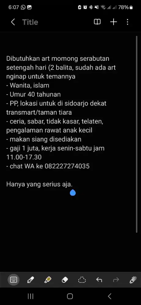 Momong serabutan setengah hari