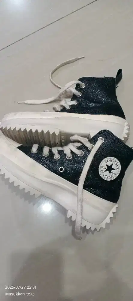 Sepatu Converse Run star hike platform Glitter black size 35 ukuran 35