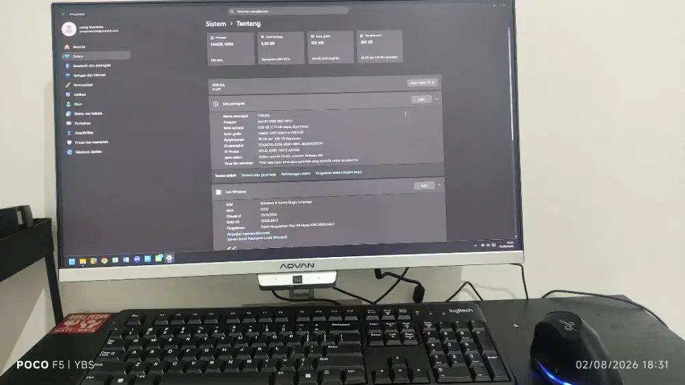 jual aio advan one pc