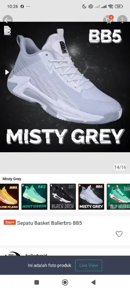 Sepatu baller bro BB5, Misty grey uk 42