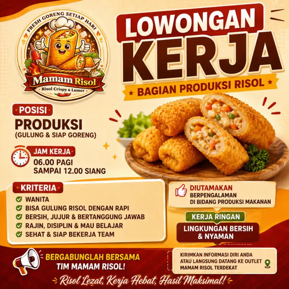 Loker produksi Risol kalideres, jakarta barat, citra garden 5