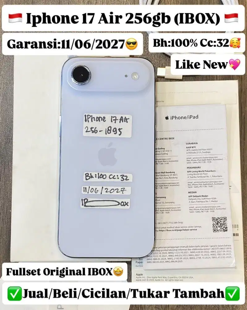 Iphone 17 Air 256 Gb Skyblue Ibox Garansi panjang