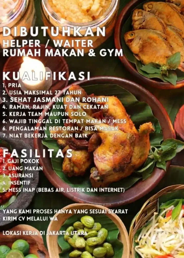 Helper / Waiter Rumah Makan Sunda